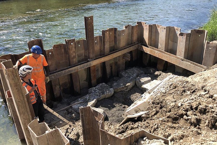 Bau eines Einlaufs für eine Wasserfassung