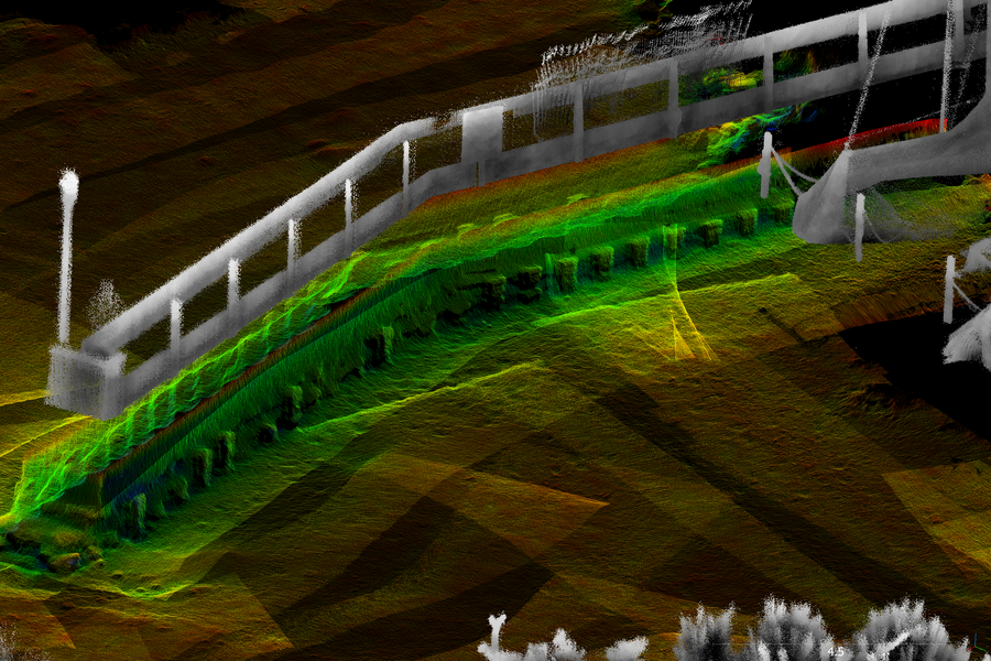 Aufnahme einer Punktwolke mit Fächerecholot und LIDAR